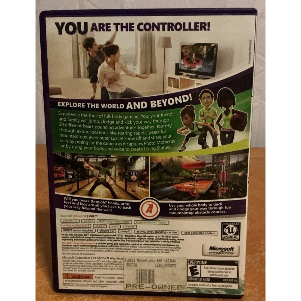 Kinect Adventures! (Xbox 360 & Xbox One Compatible), Some Scratches, Not Tested - Picture 2 of 9
